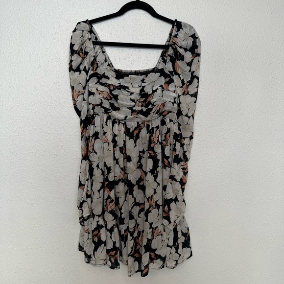 Abercrombie & Fitch Floral Emerson Chiffon Long Sleeve Mini Dress Sz. SMALL TALL - Picture 2 of 8